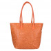 Чанта от естествена кожа с флорален принт Chloe, оранжева