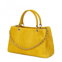 Дамска чанта от естествена кожа Madalina, жълта