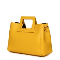Дамска чанта от естествена кожа Armina, жълта