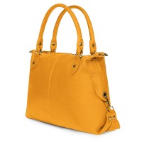 Дамска чанта от естествена кожа Francesca, жълта