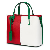 Чанта от естествена кожа Gianna, червена/бяла/зелена