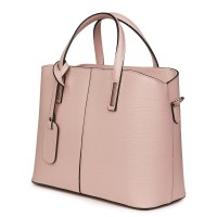 Чанта от естествена кожа Gianna, розова