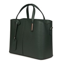 Чанта от естествена кожа Gianna, тъмнозелена