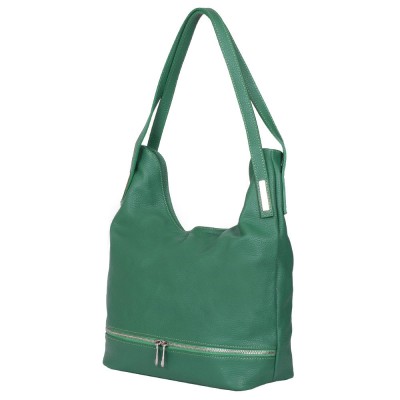 Чанта от естествена кожа Lucy, зелена