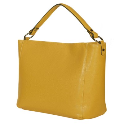 Дамска чанта от естествена кожа Victoria, жълта