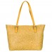 Кожена чанта, с щампа с флорален мотив Emilia, жълта