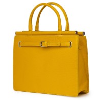 Чанта от естествена кожа Giorgia, жълта