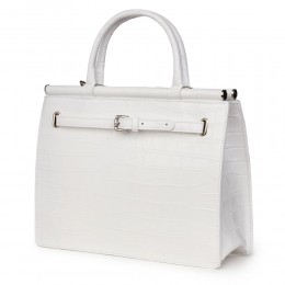 Чанта от естествена кожа Giulia, бяла