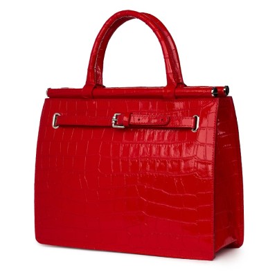 Чанта от естествена кожа Giulia, червена