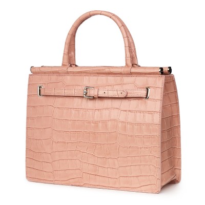 Чанта от естествена кожа Giulia, розова