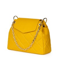Дамска чанта от естествена кожа Evia, жълта