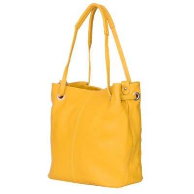 Дамска чанта от естествена кожа Angelica, жълта