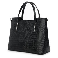 Дамска чанта от естествена кожа Carolina, черна