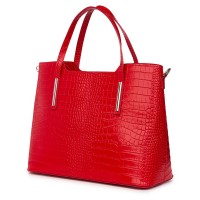 Дамска чанта от естествена кожа Carolina, червена