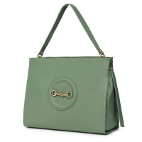 Дамска чанта от естествена кожа Delia, фъстък зелена