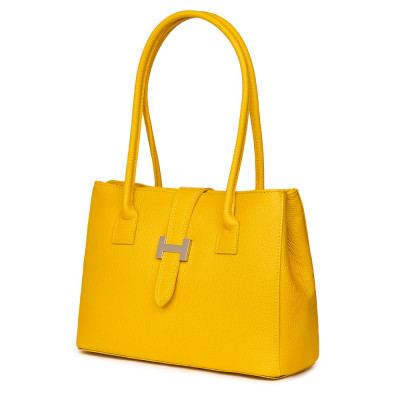 Дамска чанта от естествена кожа Fiona, жълта