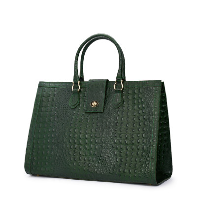 Чанта от естествена кожа Matilda, тъмнозелена