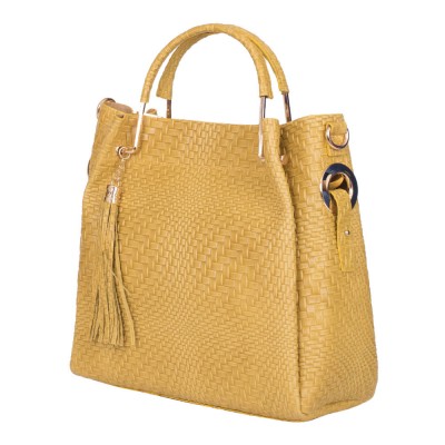 Дамска чанта от естествена кожа Olivia, жълта
