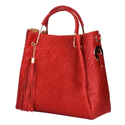 Дамска чанта от естествена кожа Olivia, червена