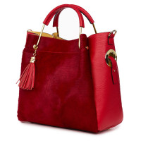 Дамска чанта естествена кожа с косъм от пони Fabiana червена/червена