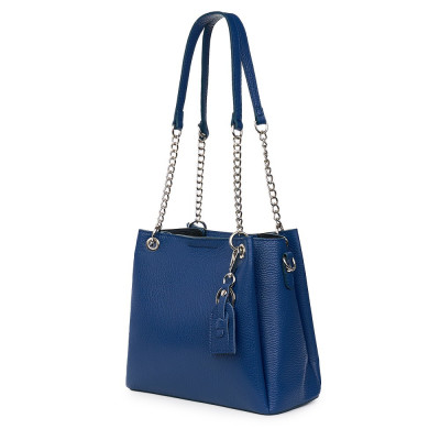 Дамска чанта от естествена кожа Paula, синя