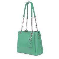 Дамска чанта от естествена кожа Paula, фъстък зелена