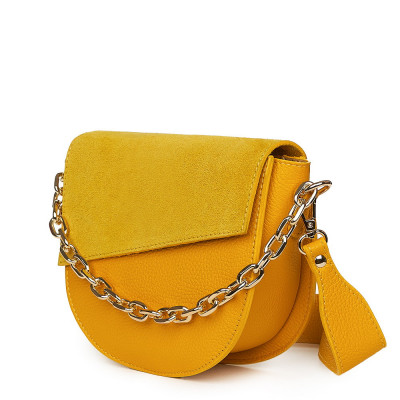 Дамска чанта Donna от естествена кожа, жълта