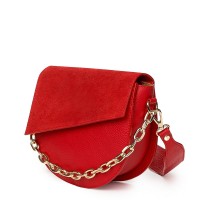 Дамска чанта Donna от естествена кожа, червена