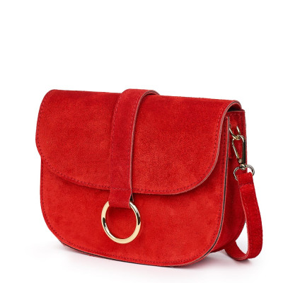 Дамска чанта Vera от естествена кожа, червена