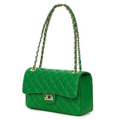 Ватирана кожена чанта Angela, зелена
