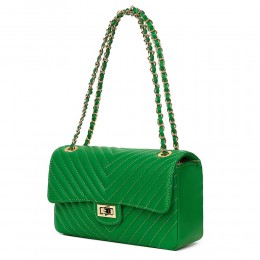 Ватирана кожена чанта Anna, зелена