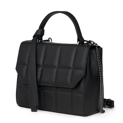 Дамска чанта Mony от естествена кожа, черна