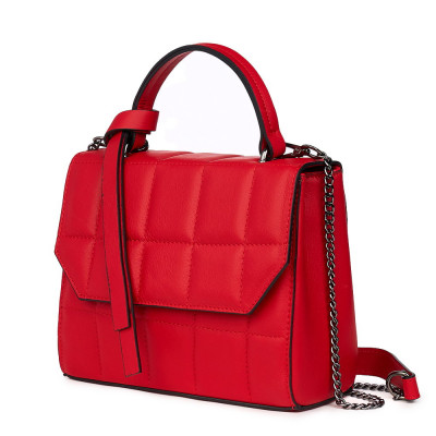 Дамска чанта Mony от естествена кожа, червена