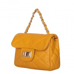 Дамска чанта тип портмоне от естествена кожа Ariadna, жълта