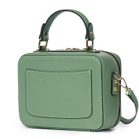 Дамска чанта от естествена кожа Caprice, фъстък зелена
