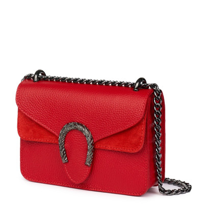 Дамска чанта от естествена кожа Dalia, червена