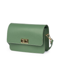 Дамска чанта от естествена кожа Mona, фъстък зелена