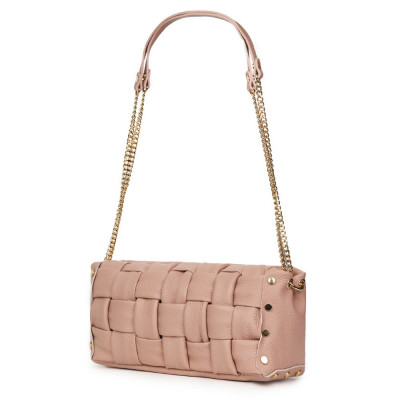 Дамска чанта тип портмоне от естествена кожа Selena, розова